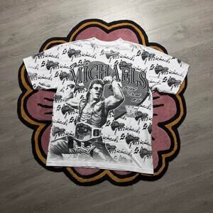 WWF Shawn Michaels Heartbreak Kid AOP Graphic T-shirt Size XL White